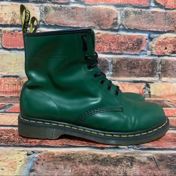 Dr. Martens Green Smooth Leather Boots - Picture 3 of 11